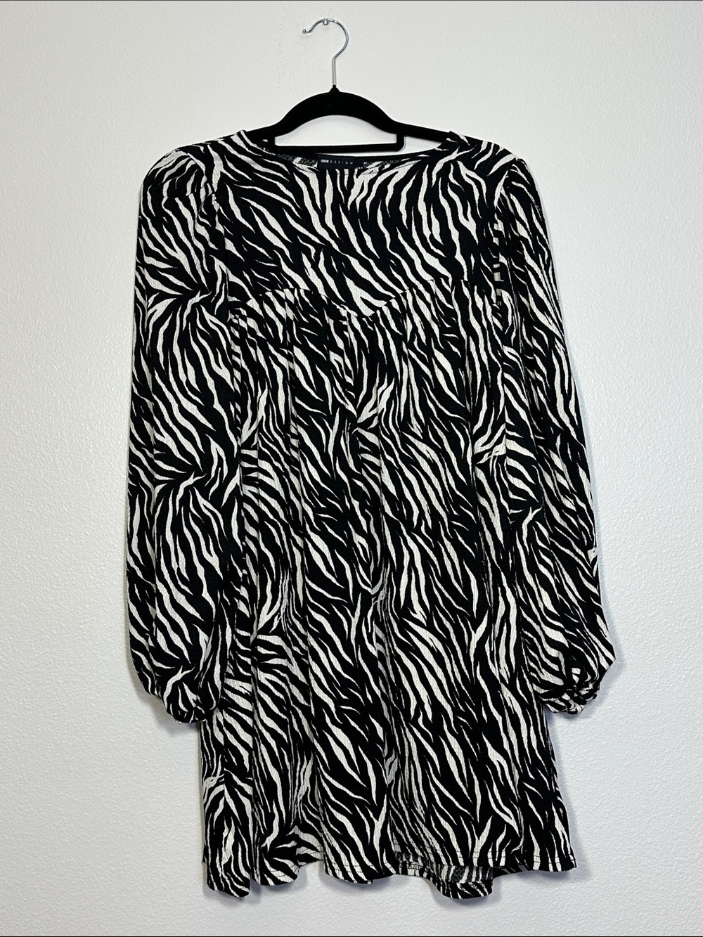 ASOS Black and White Zebra-Print Long Sleeve Dress